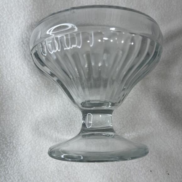 Art Deco Vintage Sherbet Dessert Ice Cream Cup Dishes X2 Clear Glass 3.5"W - Picture 4 of 7